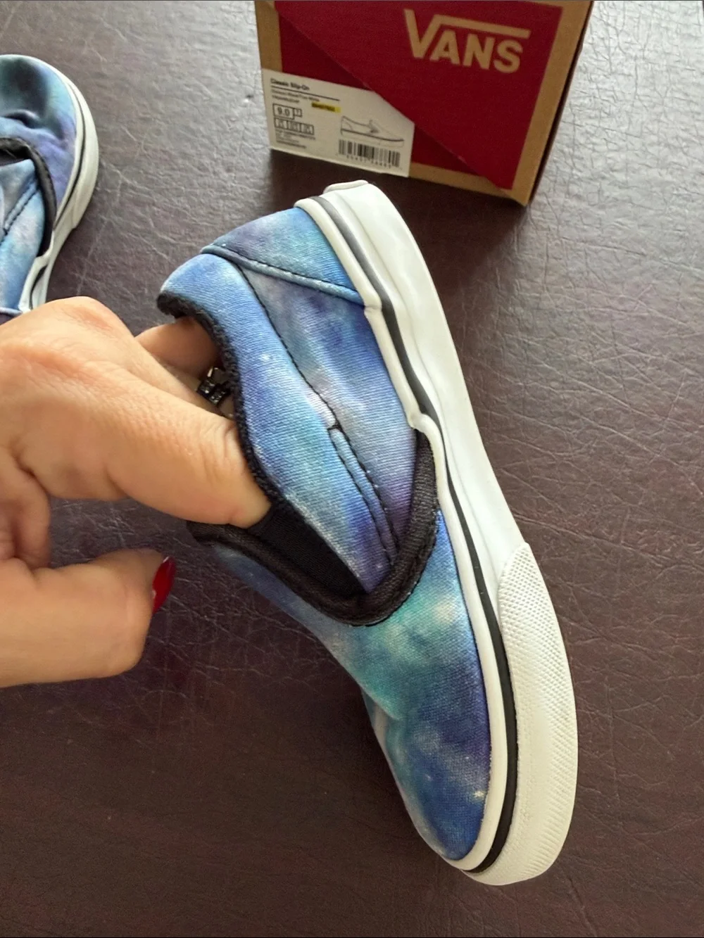 Vans Kids Slip-On Sneakers in Blue and Purple Galaxy Print Toddler Size 9